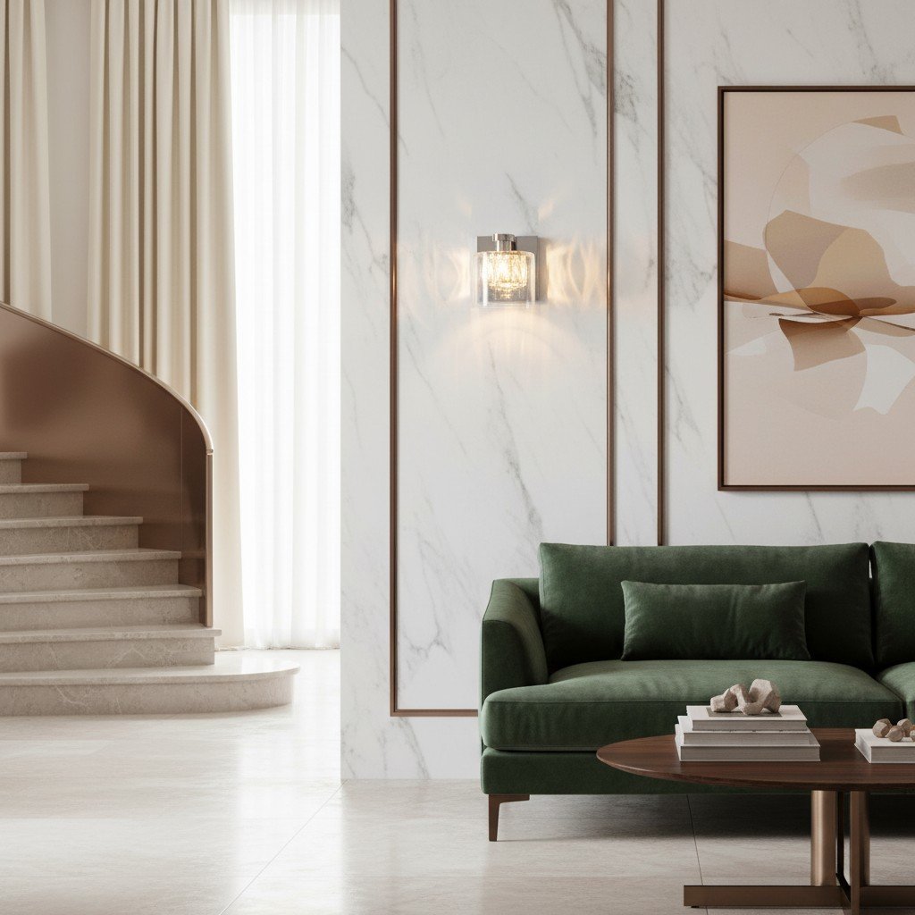 Glomara Sculpted Metal Wall Lamp – Transitional Sconce Ambient Lighting for Bedrooms and Entryways
