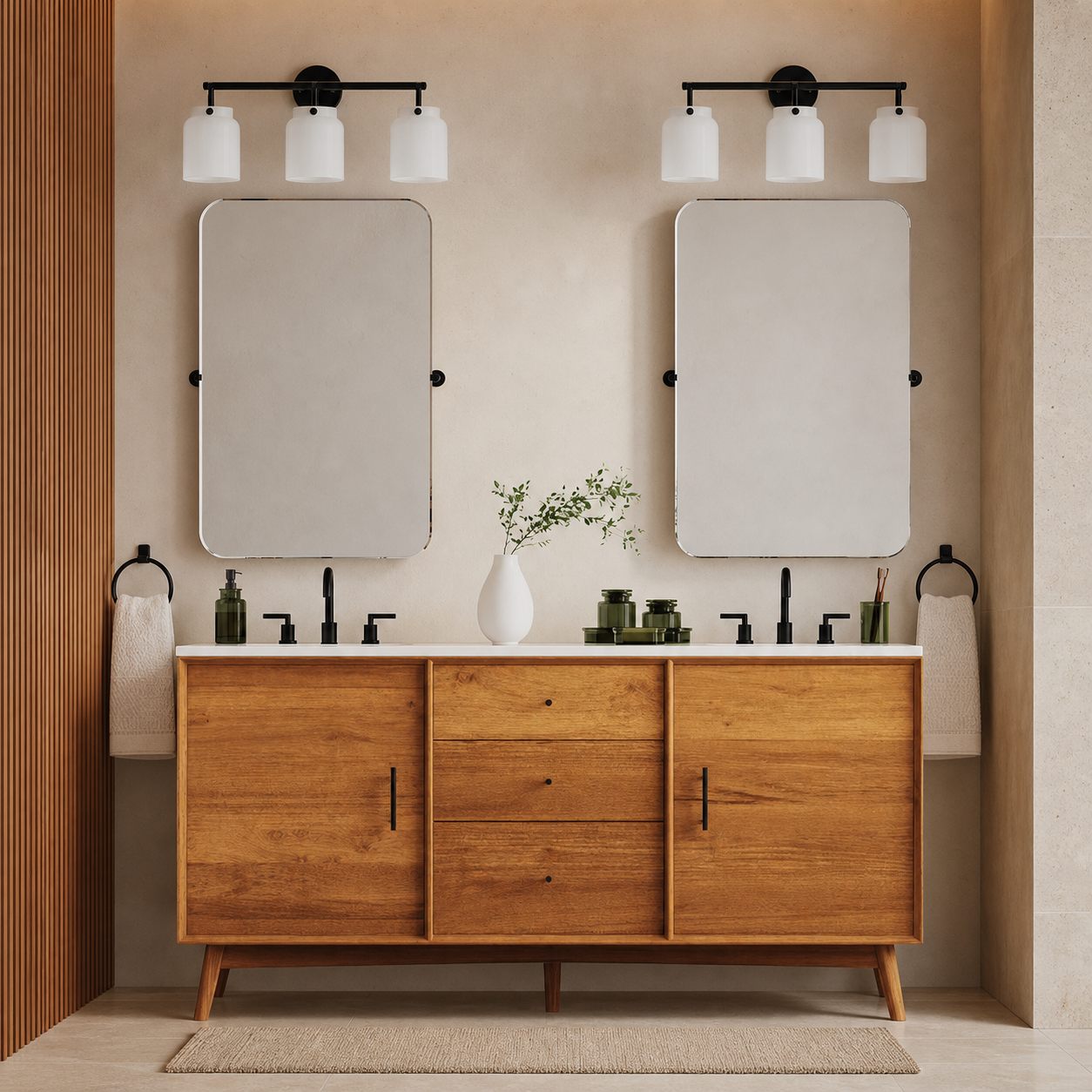 Hanton Modern 3-Light Wall Sconce - Metal Bathroom Fixture