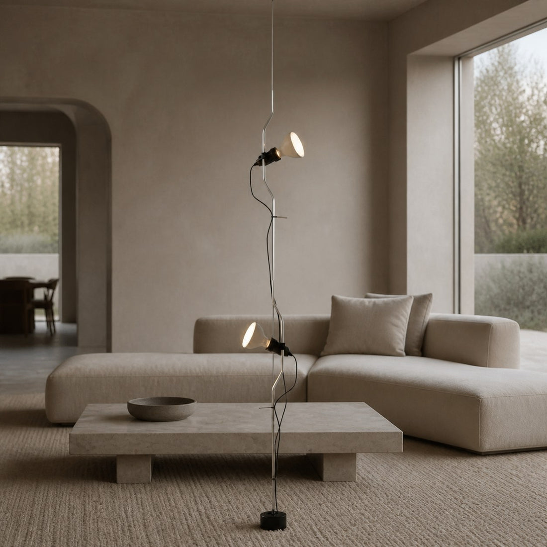 Fluxo Adjustable Multi Head Ceiling Lamp – Minimalist Linear Floor Lamp for Living Room or Dining Area N37