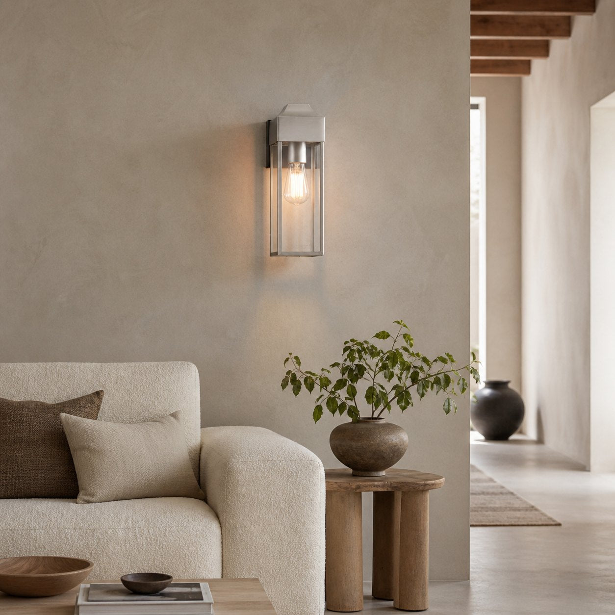 Georgon Exterior Wall Lantern Light – Clear Glass Shade, Classic Architectural Style for Outdoor Spaces