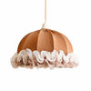 Taupe and white ruffled fabric pendant light
