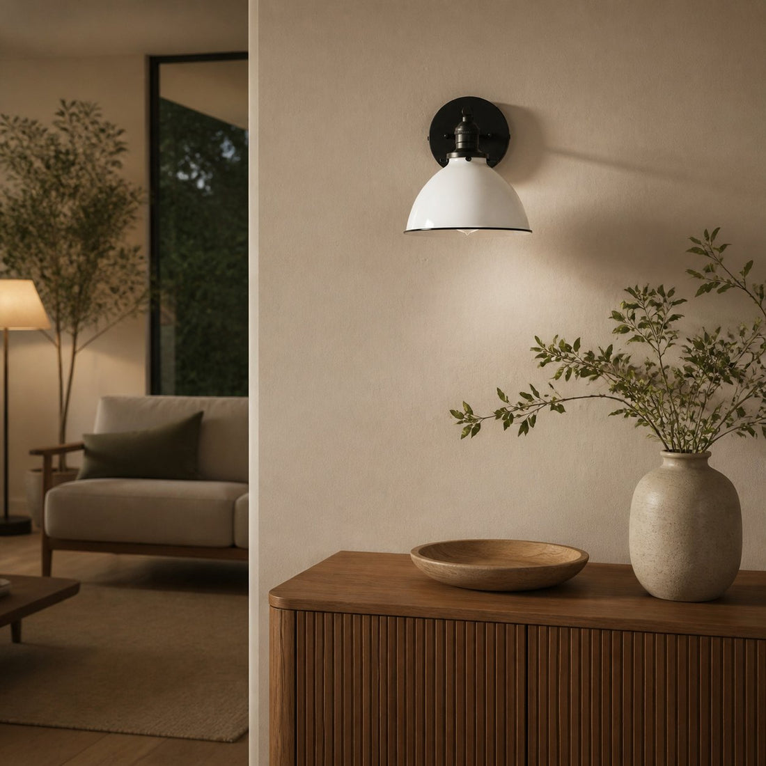 Conique Metal Wall Sconce - White Metal Shade - Industrial Modern Lighting
