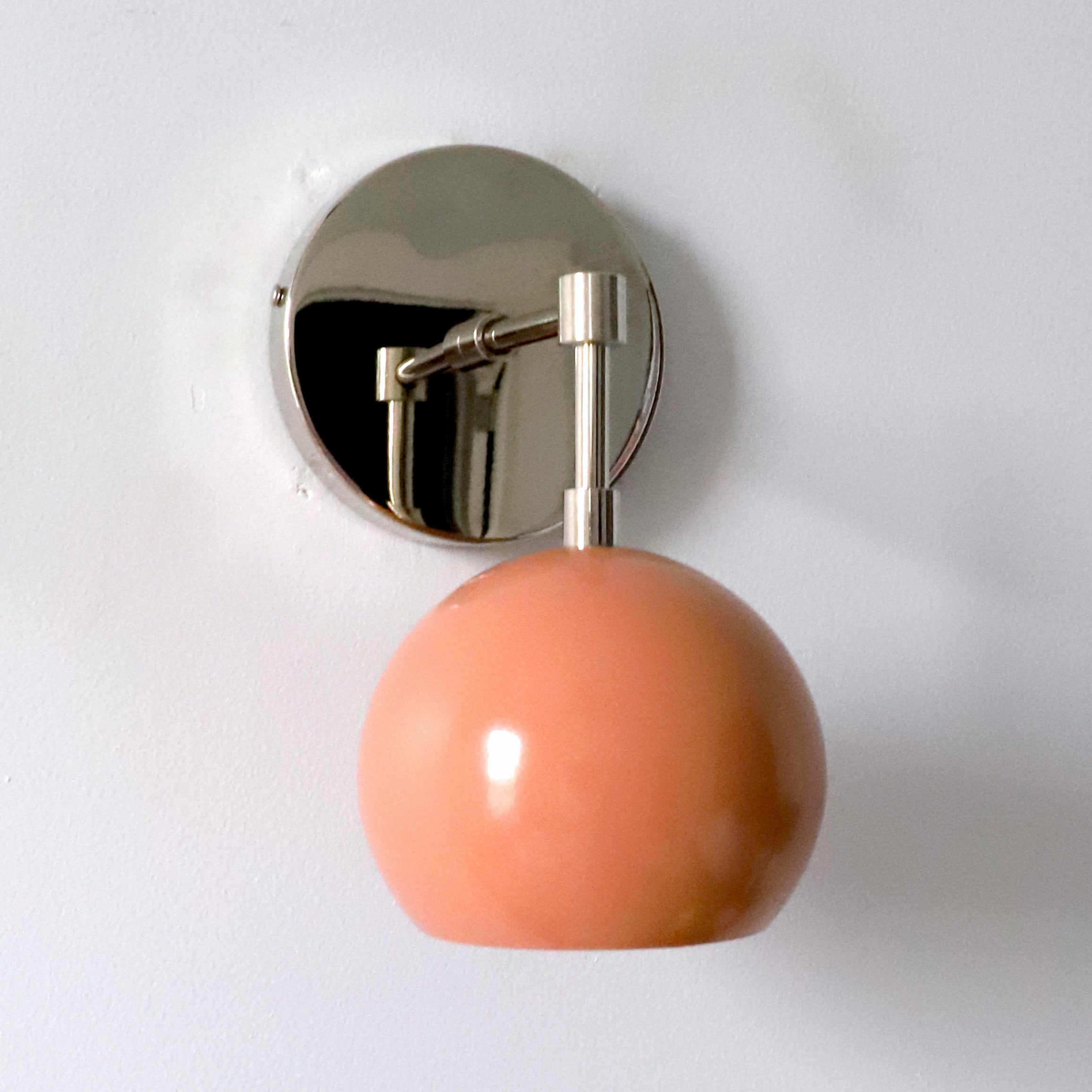 Mid Century Flame Orange Globe Wall Sconce - Modern Brass Or Chrome Light