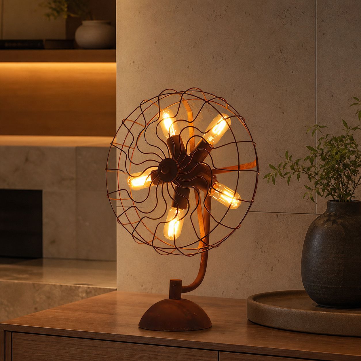 Old Style Fan Table Lamp
