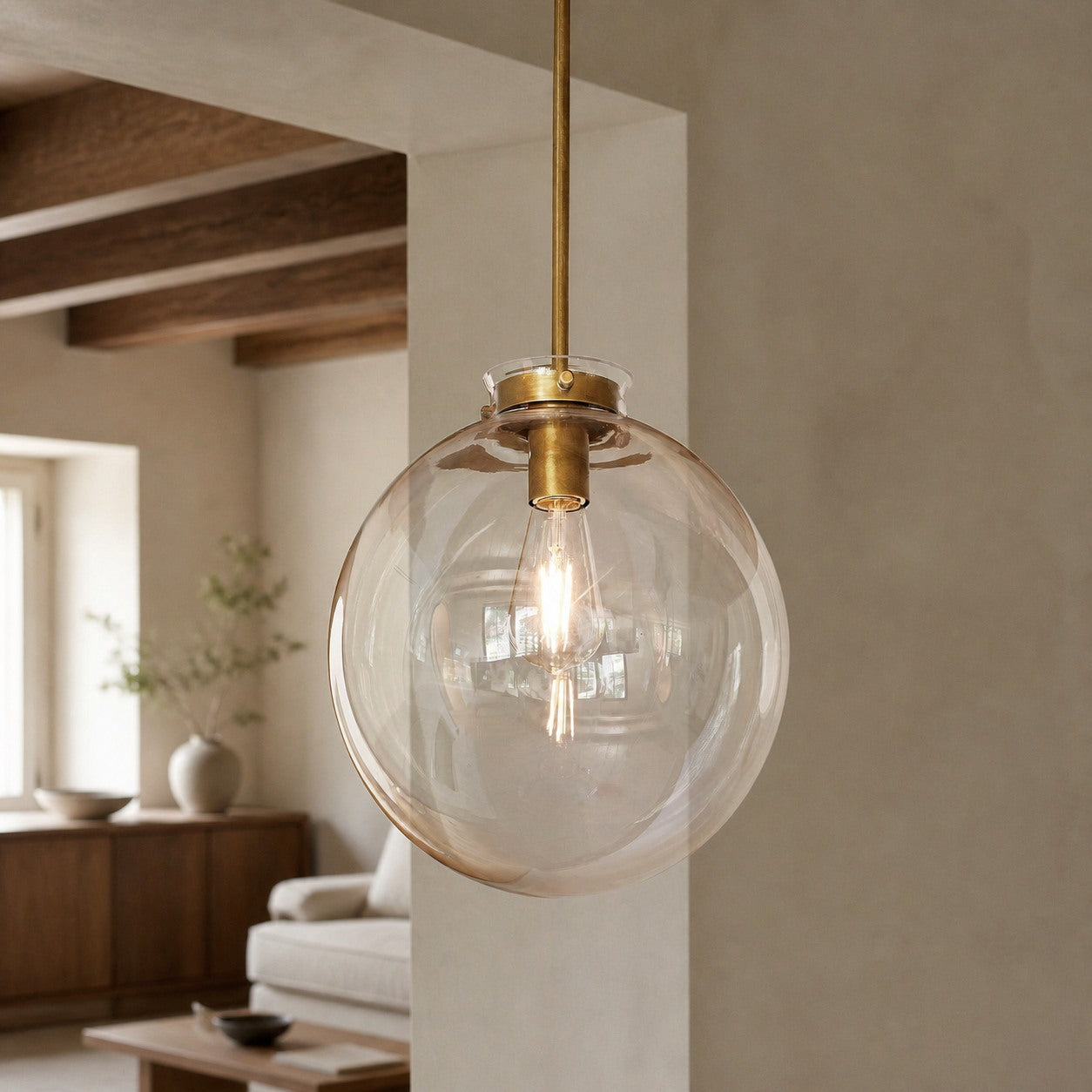 Sterling Minimalist Glass Pendant Collection - Vintage Brass Lighting Design