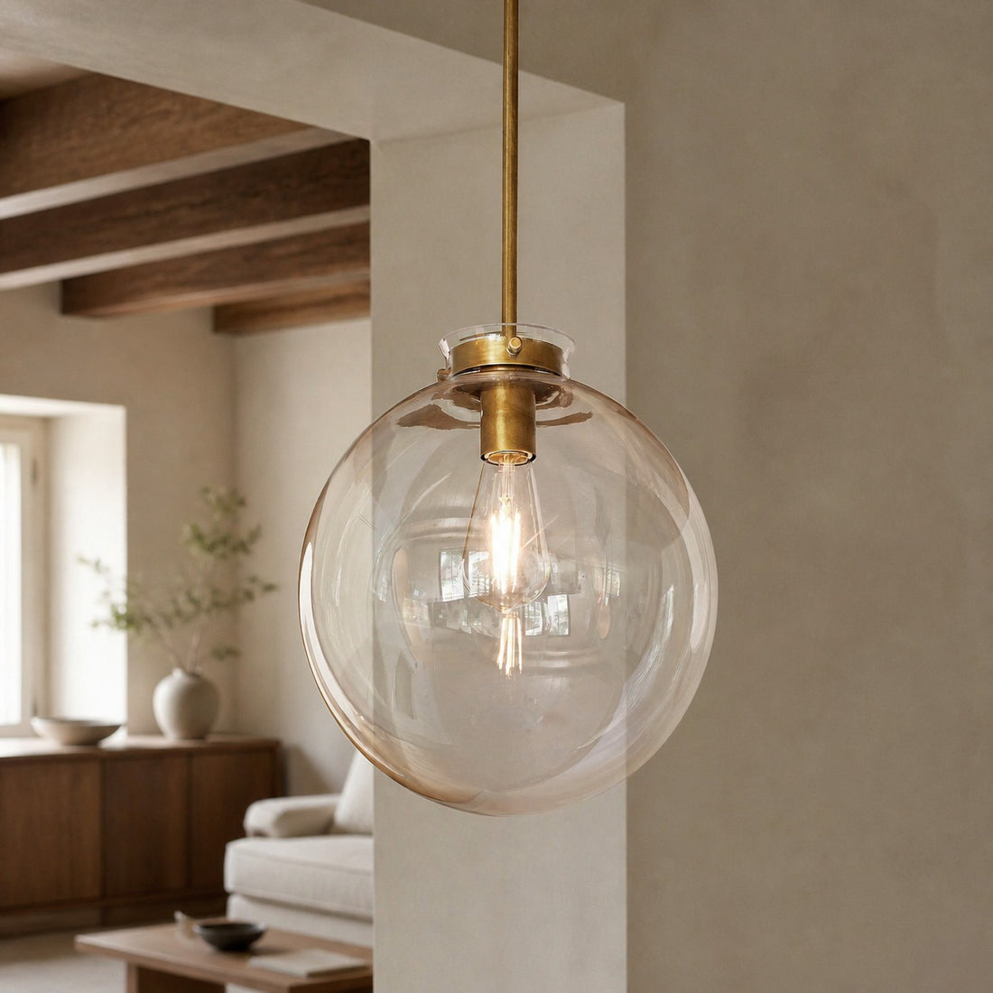 Sterling Minimalist Glass Pendant Collection - Vintage Brass Lighting Design