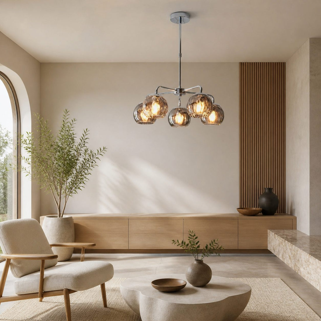 Tracian Glass Mid-Century Modern Globe Pendant Light for Dining Room