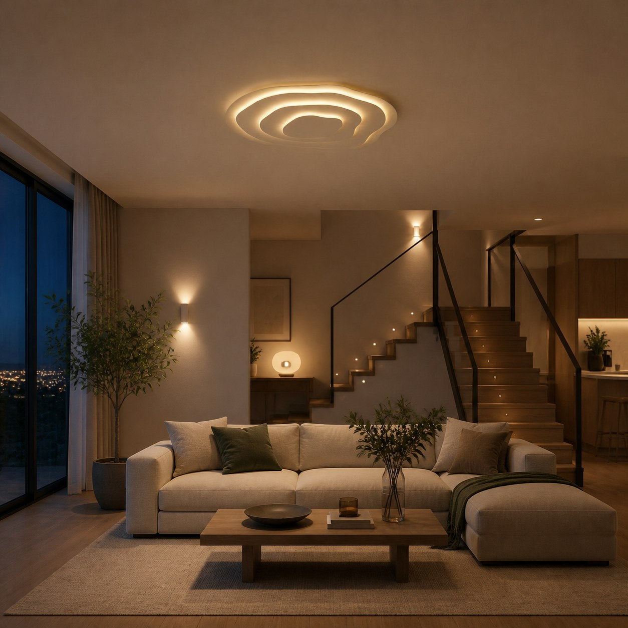 Aeris Mimir Wave-Form Acrylic Ceiling Light Modern Minimalist Surface Mount Lamp Living Room & Bedroom