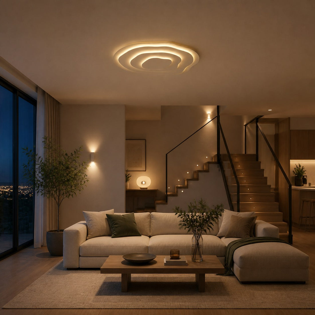 Aeris Mimir Wave-Form Acrylic Ceiling Light Modern Minimalist Surface Mount Lamp Living Room & Bedroom