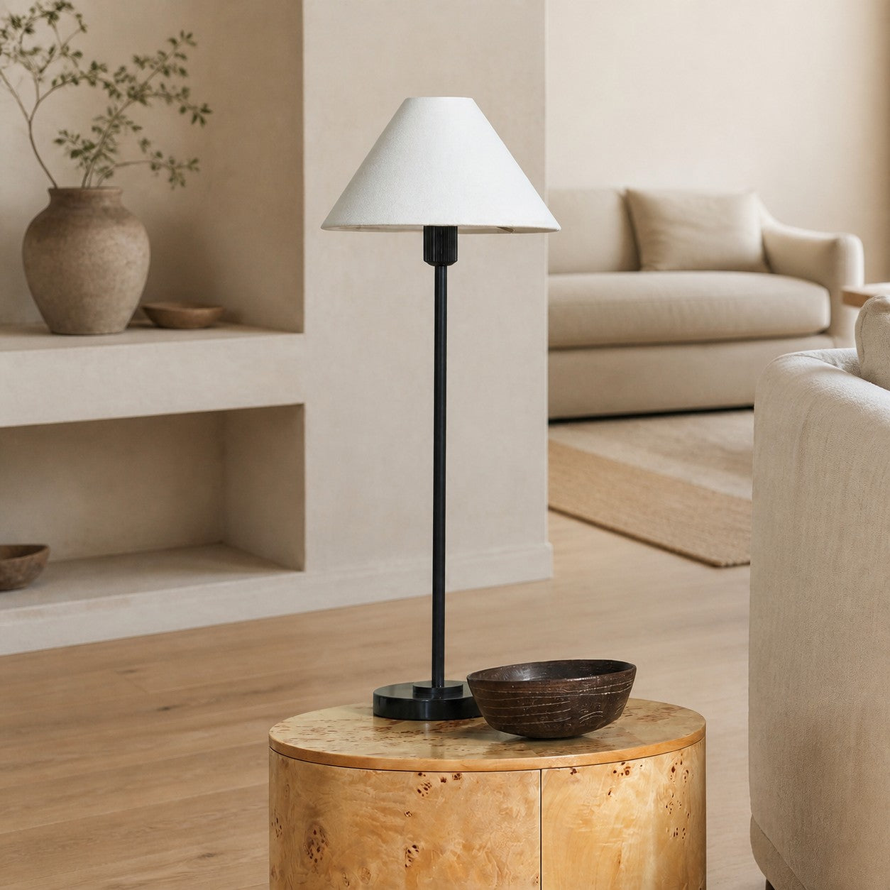 Diora Table & Floor Lamps - Linen Shade Modern Linear Style Sophisticated Accent