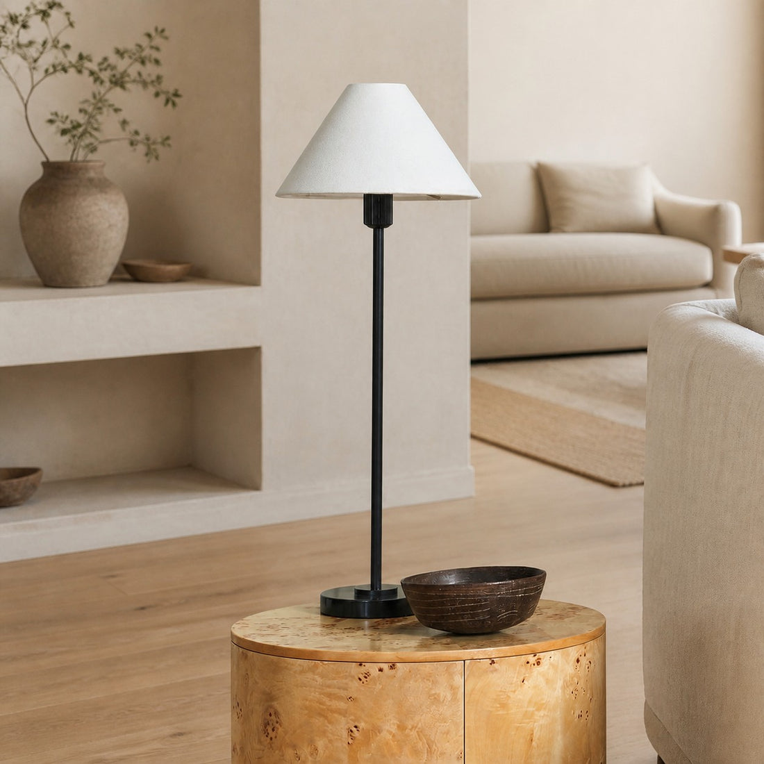 Diora Table & Floor Lamps - Linen Shade Modern Linear Style Sophisticated Accent