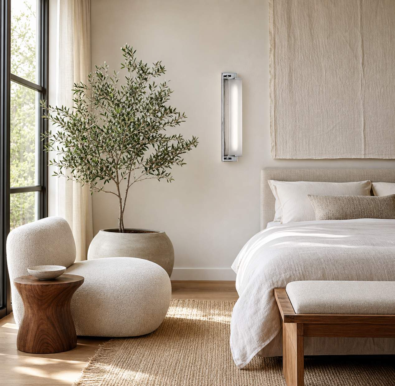 Kalvora Extra Long Tube Wall Sconce - Chrome Modern Light Fixture