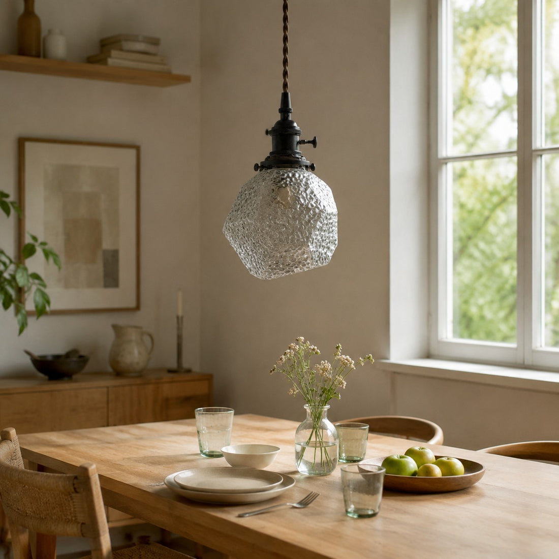 Vintage faceted glass pendant light