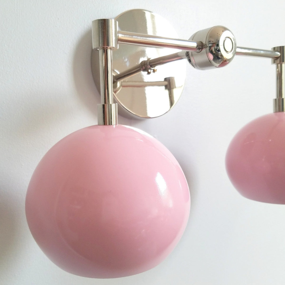 Doll Pink Wall Sconce - Double Head Globe-shaped Bath Wall Light