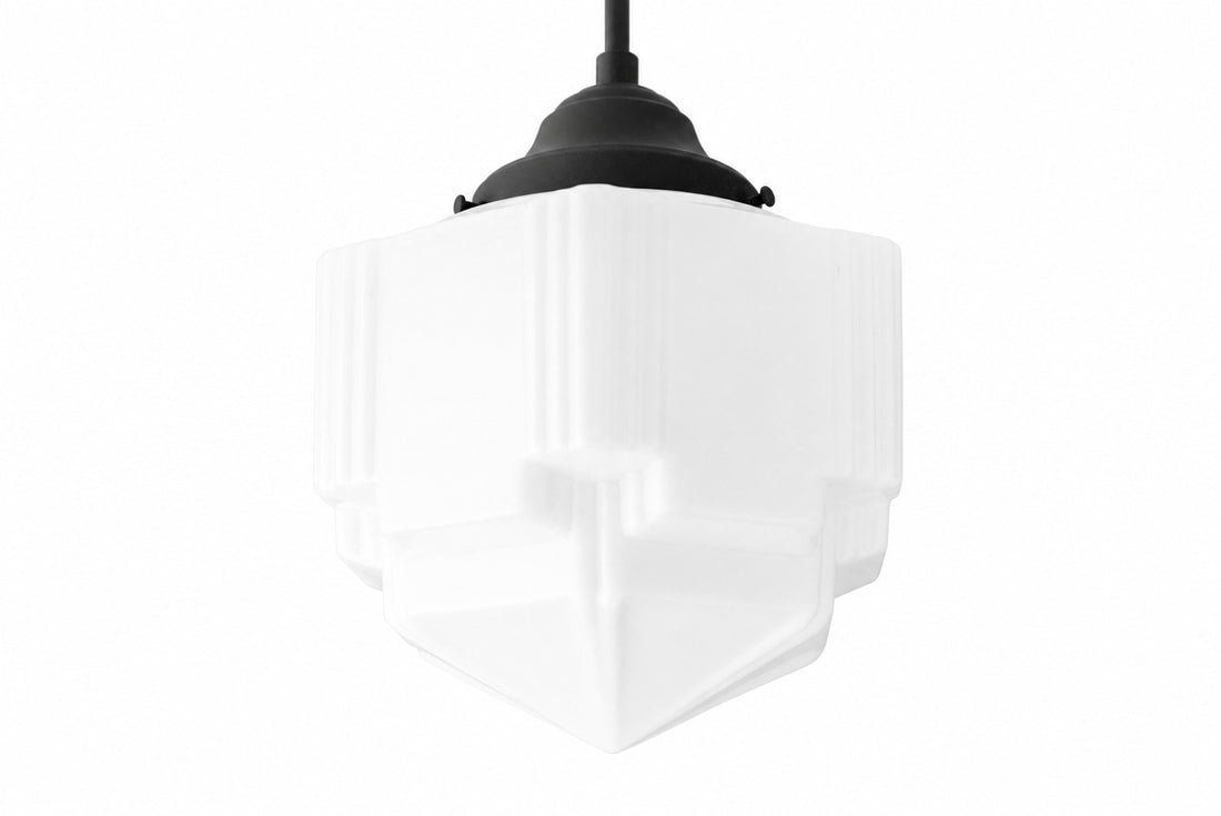 Geotower Glass Modern Pendant Light - Skyscraper Design - Brass or Black or Nickel Finish