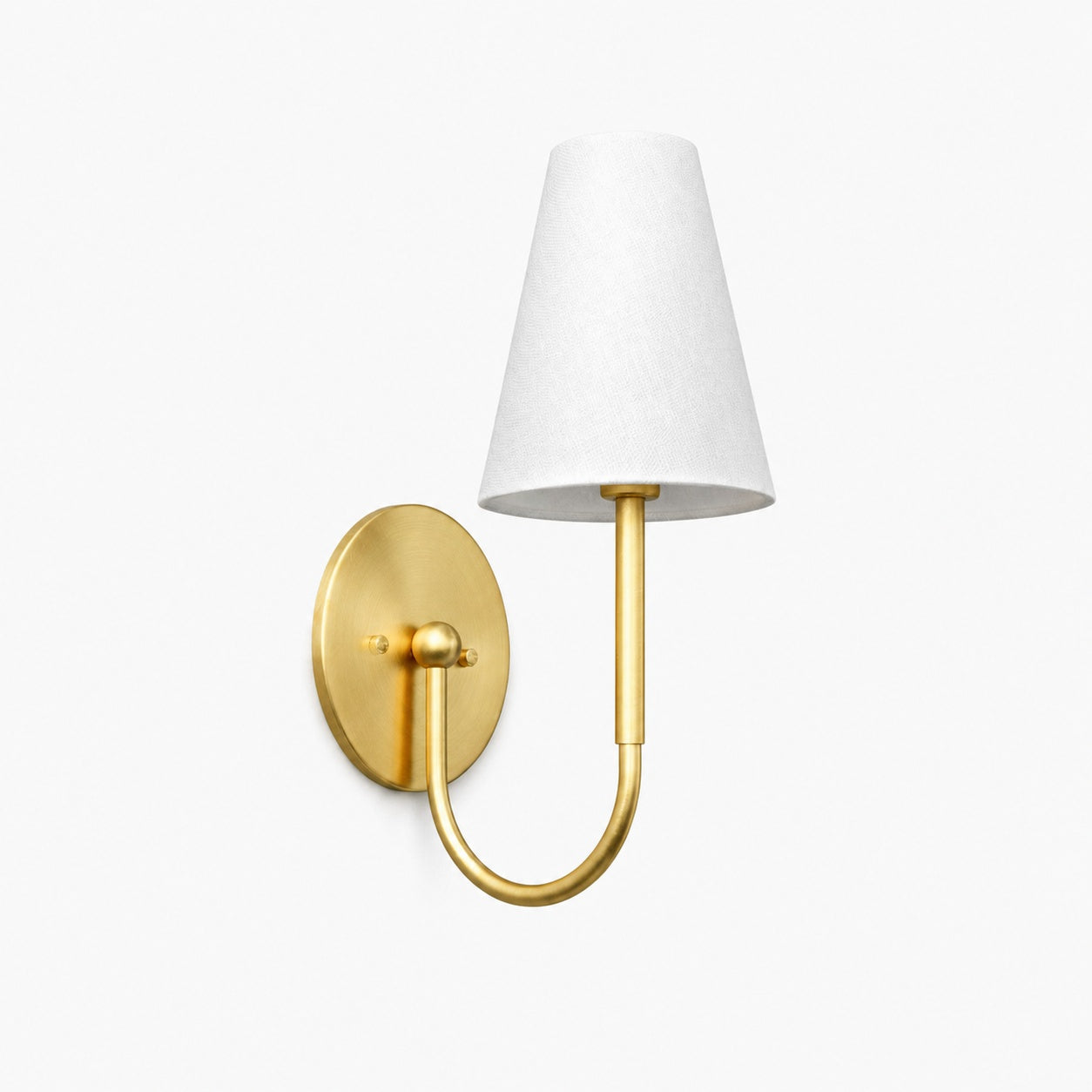 Curva Metal Collection Traditional Wall Light - Brass Finish with Shade