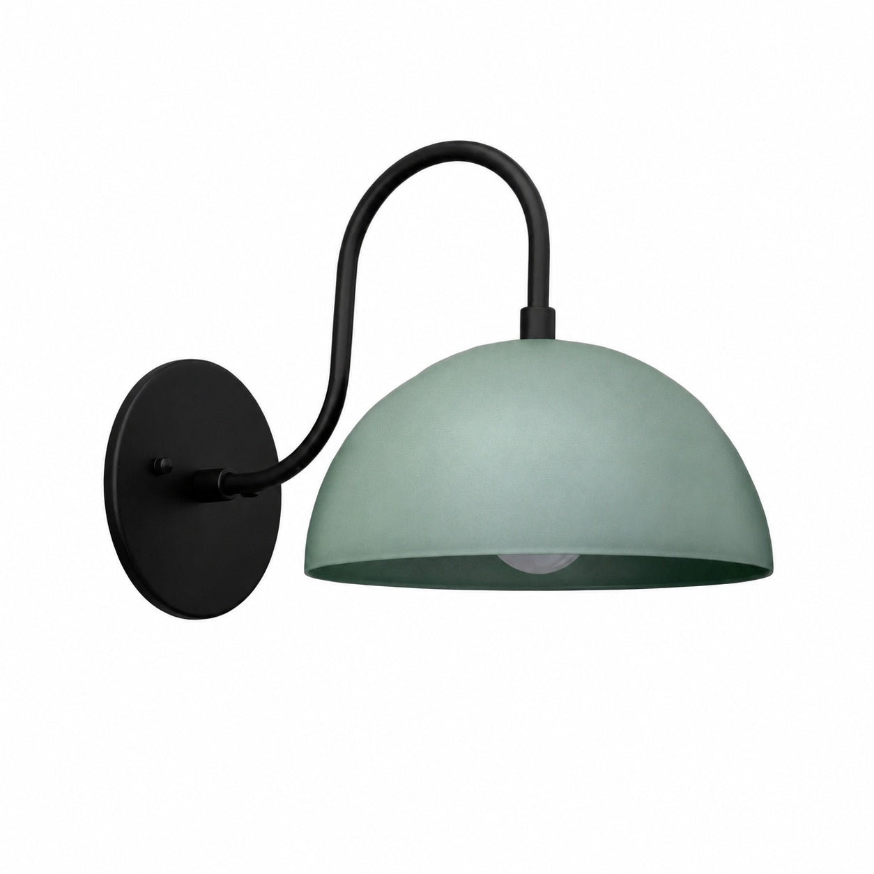 Curva Metal  Industrial Wall Sconce - Curved Brass Arm - Hammered Dome Light Fixture