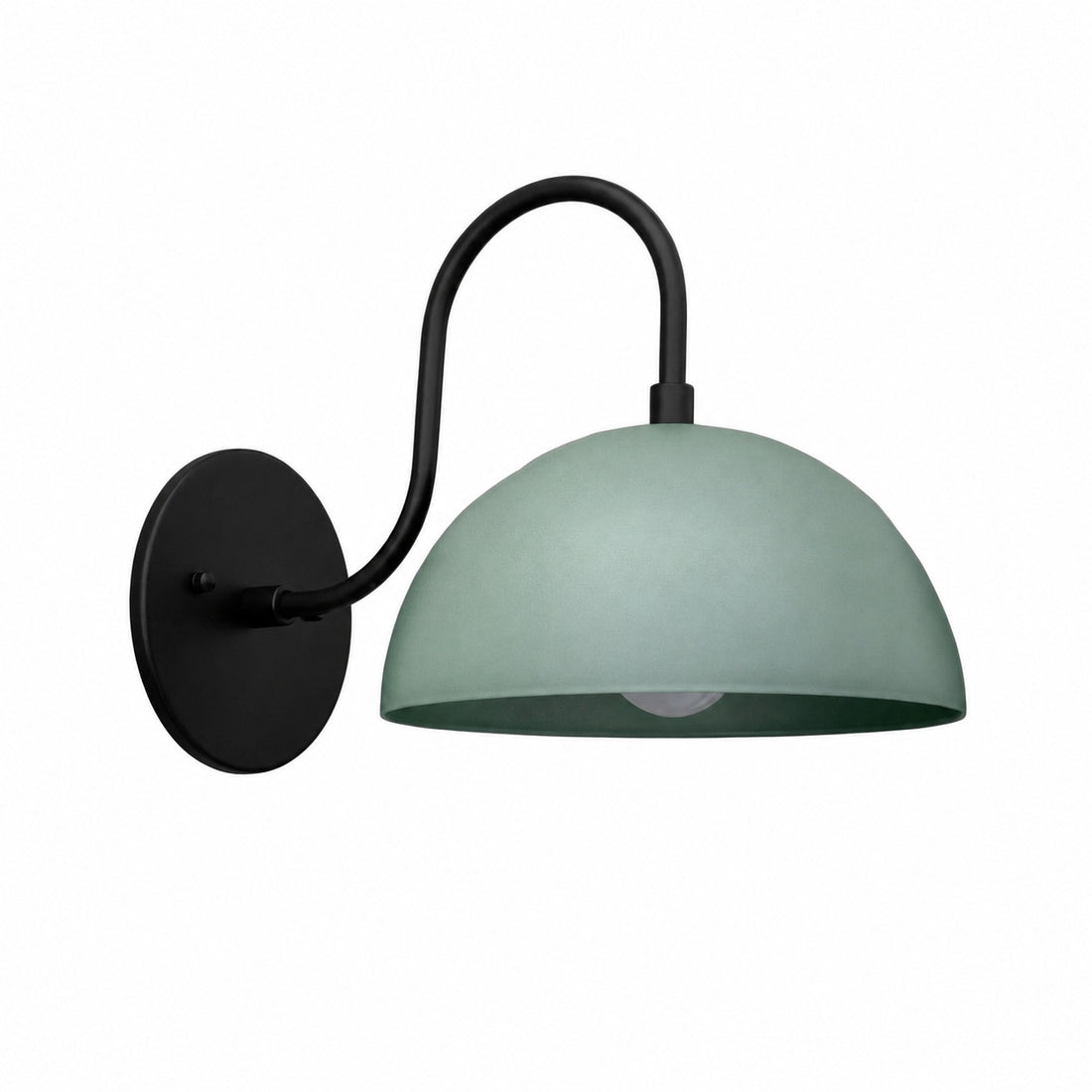 Curva Metal  Industrial Wall Sconce - Curved Brass Arm - Hammered Dome Light Fixture