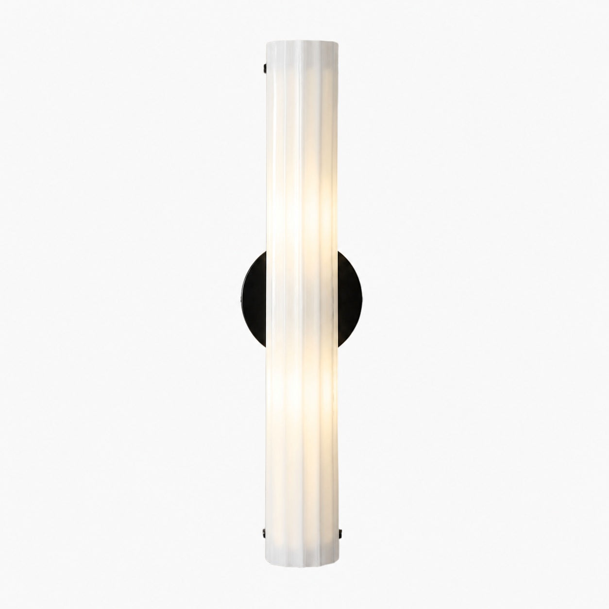 Trenia Steel Wall Sconce with Milky Glass Shade - Vertical Ribbed Design
