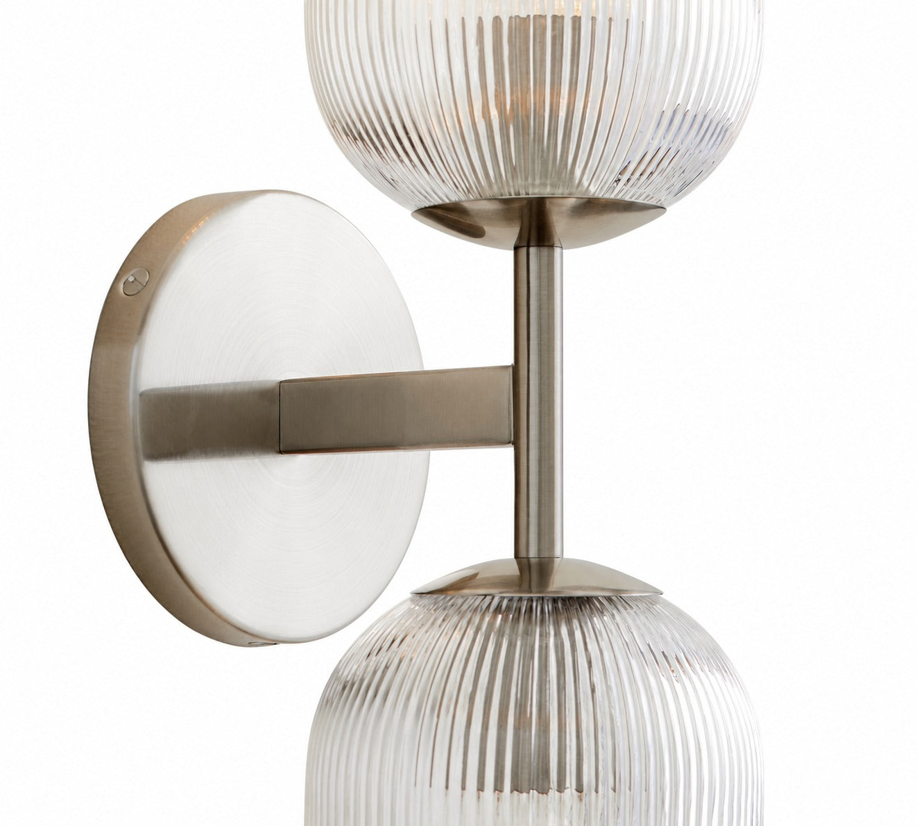 Bravira Ribbed Glass Sconce - Metal Wall Light with Clear Glass Shade