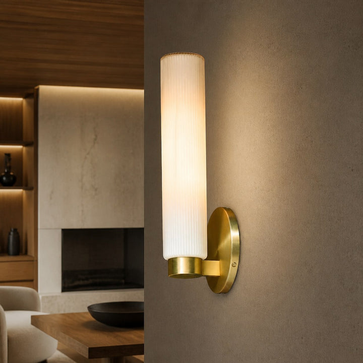 Rivora Fluted Glass Indoor Outdoor Sconce - Modern Wall Light for Home Decor