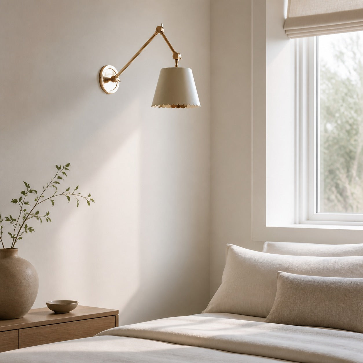 Foldray Scalloped Task Sconce - Leather Wall Light for Home