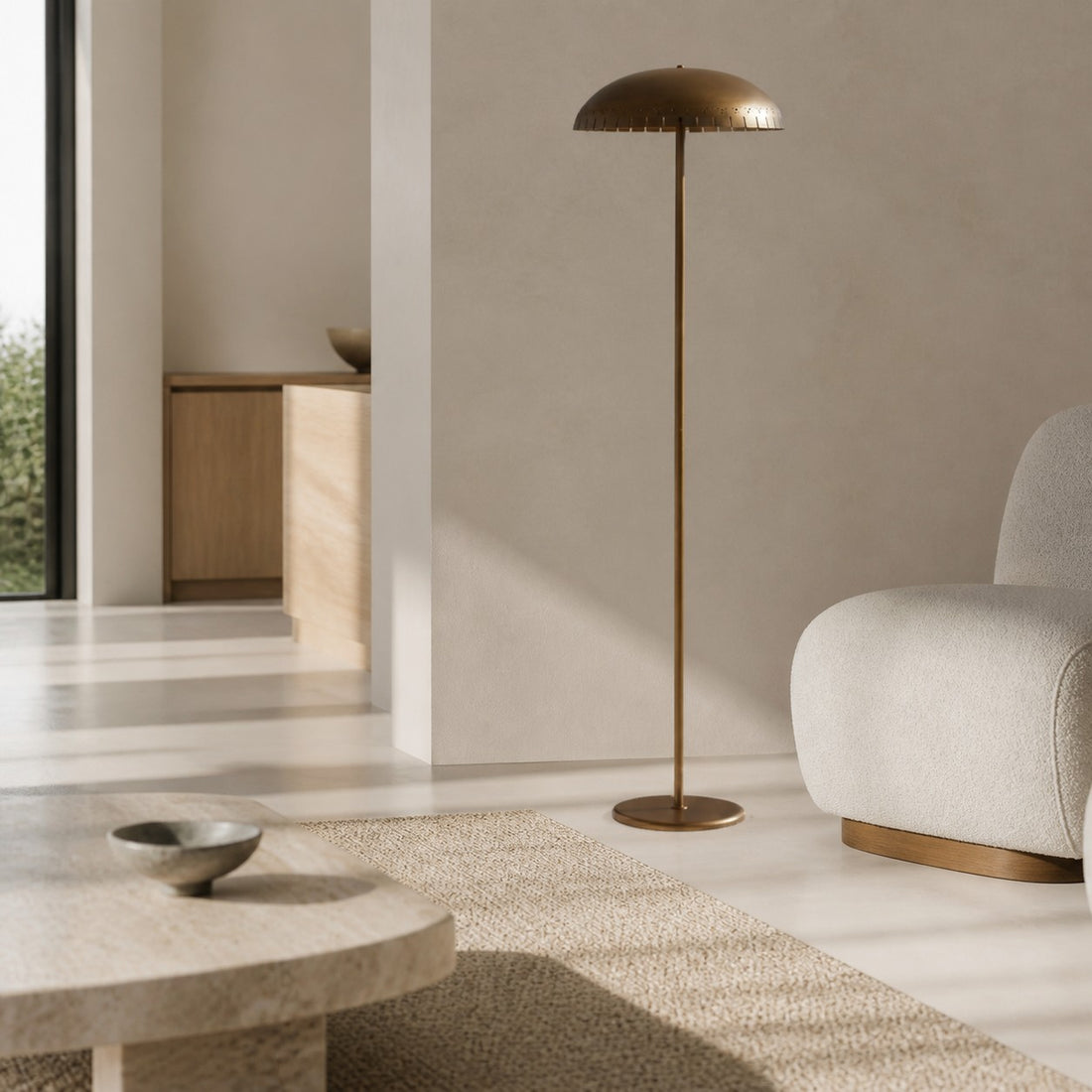 Lustrona Metal Standing Floor Lamp – Modern Half-Dome Shade Accent Light for Home Styling