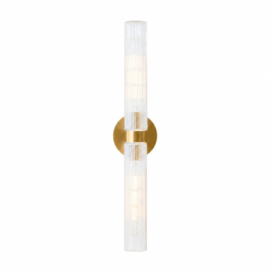 Rivora Modern Fluted Glass Wall Light - Double Short Indoor Outdoor Sconce