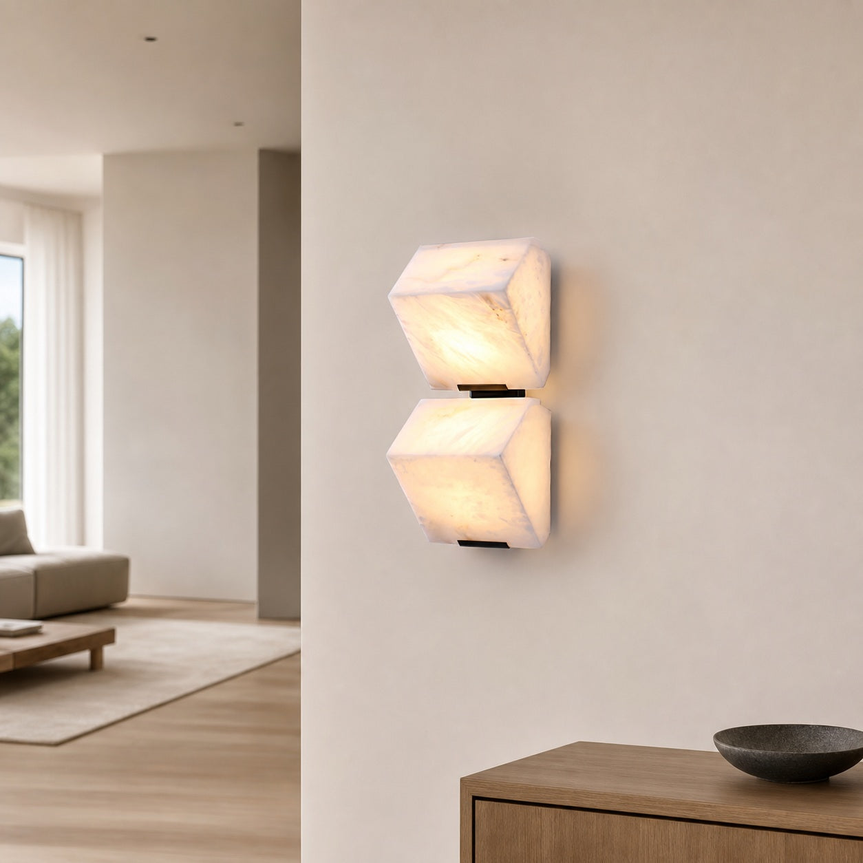 Modern Alabaster Wall Lamp – Minimalist Staircase Sconce for Hallway Corridor Lighting
