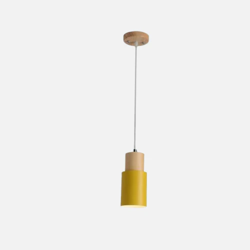 Metallic Pendant Light with Wooden Accents