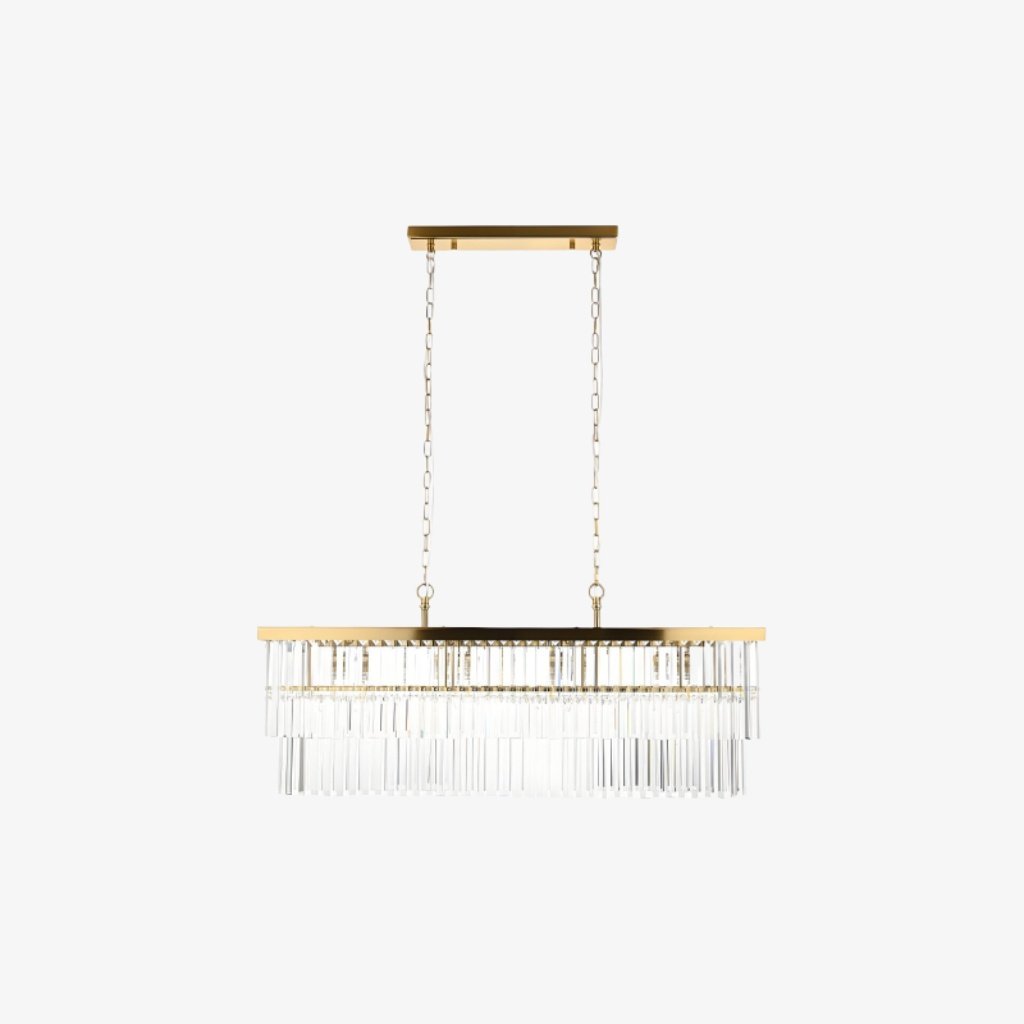 Vitralon Linear Pendant Lamp - Diamond-Shaped Glass Lampshade (Crystal-Clear) - Fits Living and Dining Rooms