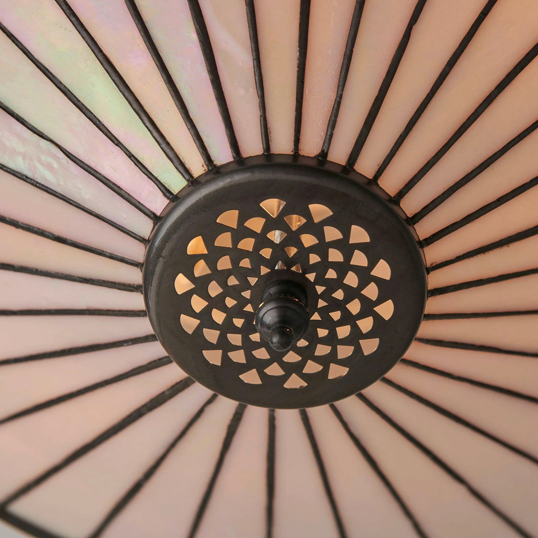 TiffStar Elegant Art Glass Flush Ceiling Light - Vintage-Inspired Ceiling Fixture for Home Interiors