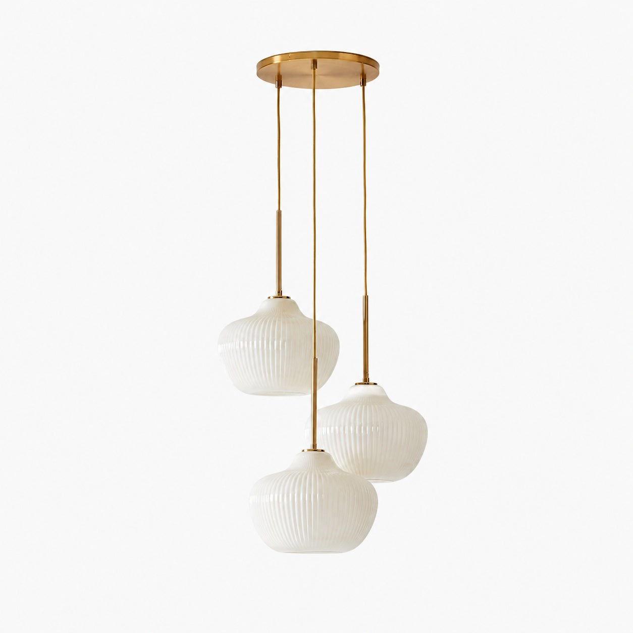 Rivrona Ribbed Glass 3-Light Chandelier - Sculptural Modern Lighting for Home