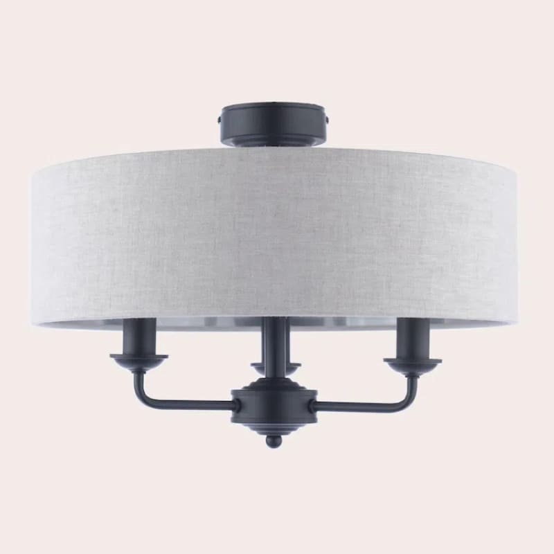 Matt Antique Brass 3 - Light Drum Light- Semi Flush Ceiling Light