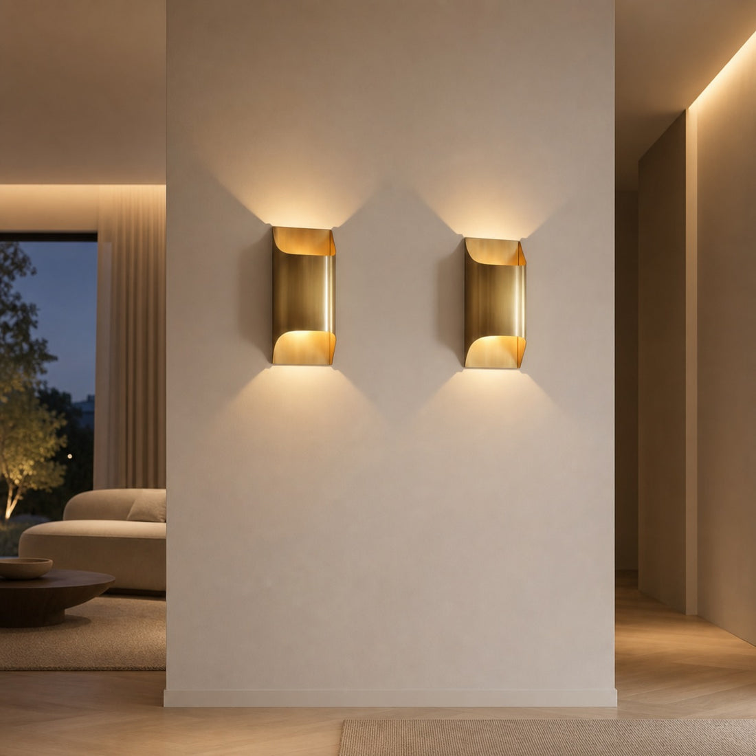 Sconique Stylish Brass Wall Sconce - Minimal Design Architectural Profile Sconce for Foyer