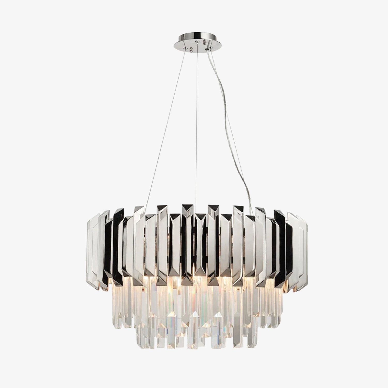 Virelia Contemporary Crystal Pendant Light – Layered Crystal Shade Ceiling Fixture for Dining or Living Room