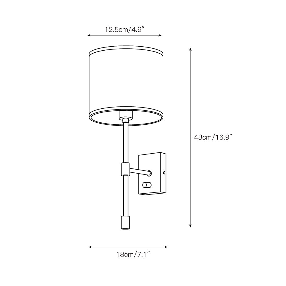 Atticus Fabric Shade Wall Sconce - Modern Brass Wall Light for Bedroom and Hallway