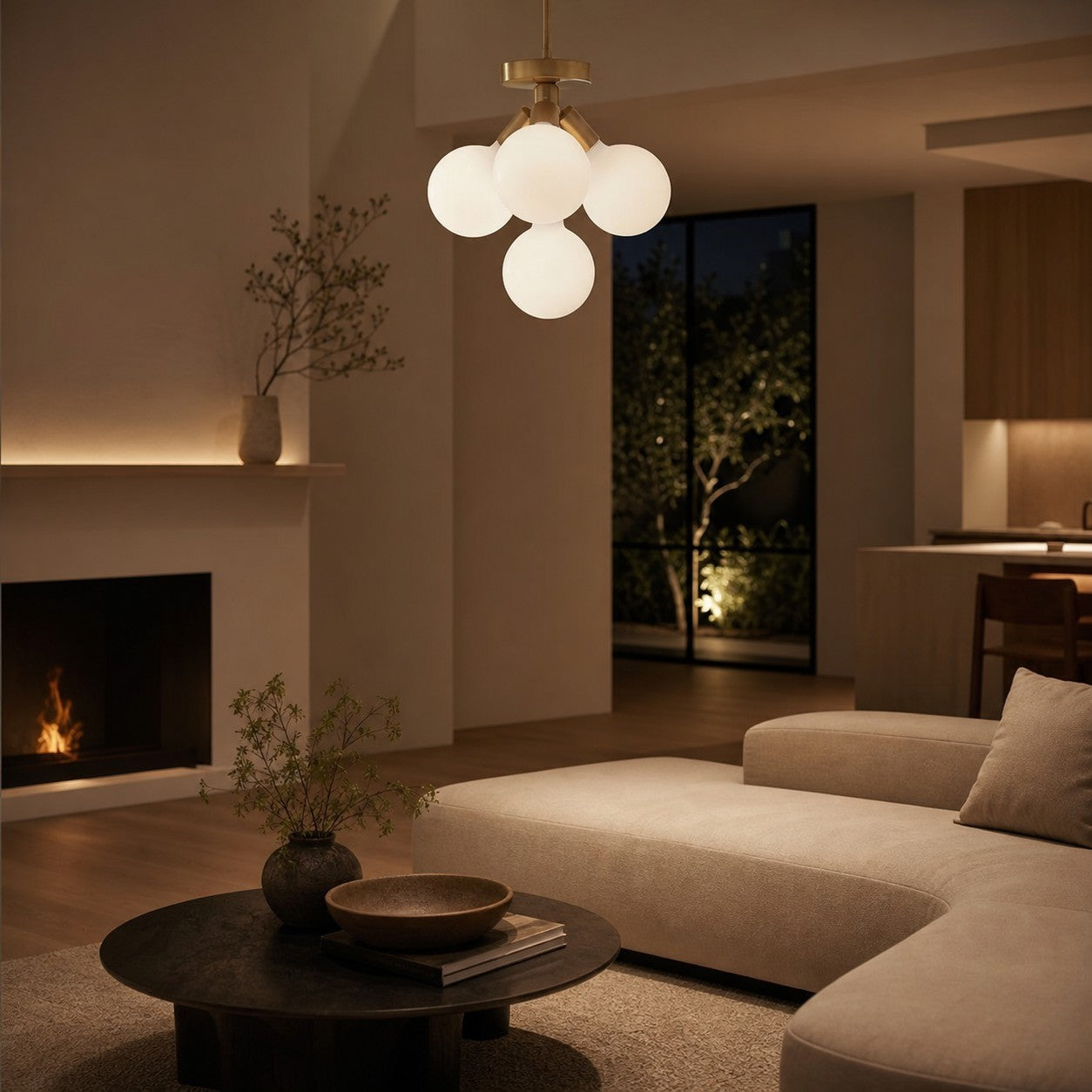 Glorica Glass Flush Mount Light - Globe Ceiling Fixture Modern