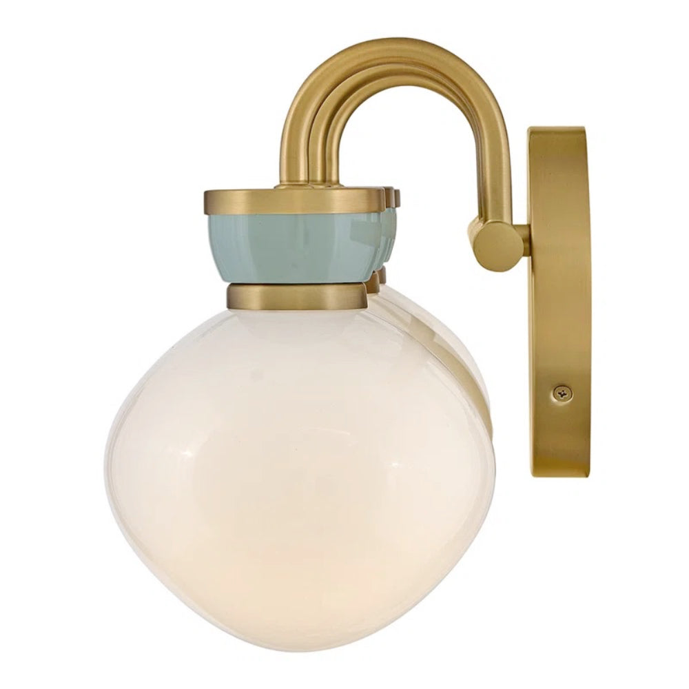 Lucy Brass Vanity Wall Light - Cased Opal Glass Bathroom Sconce