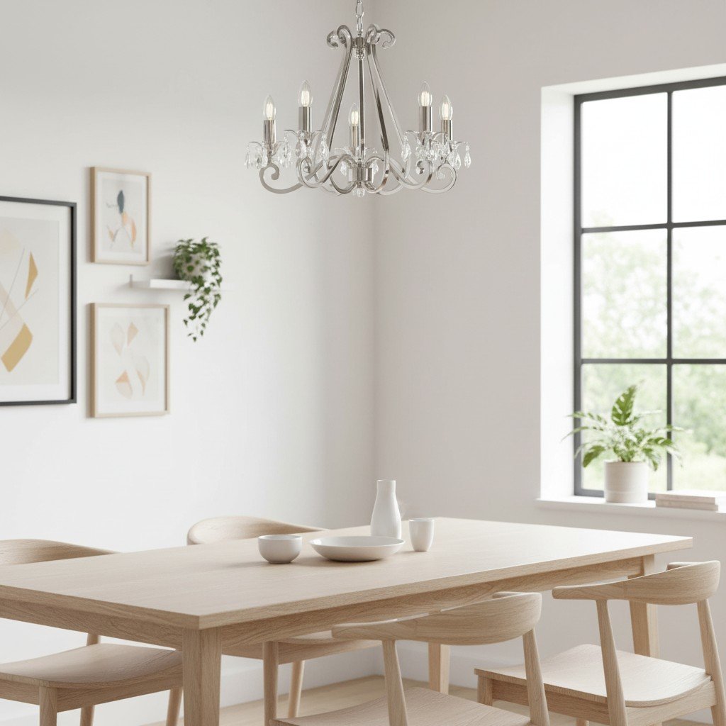 Talonis Crystal Chandelier - Traditional Candle-Style Brass and Nickel for Living Room and Dining Room