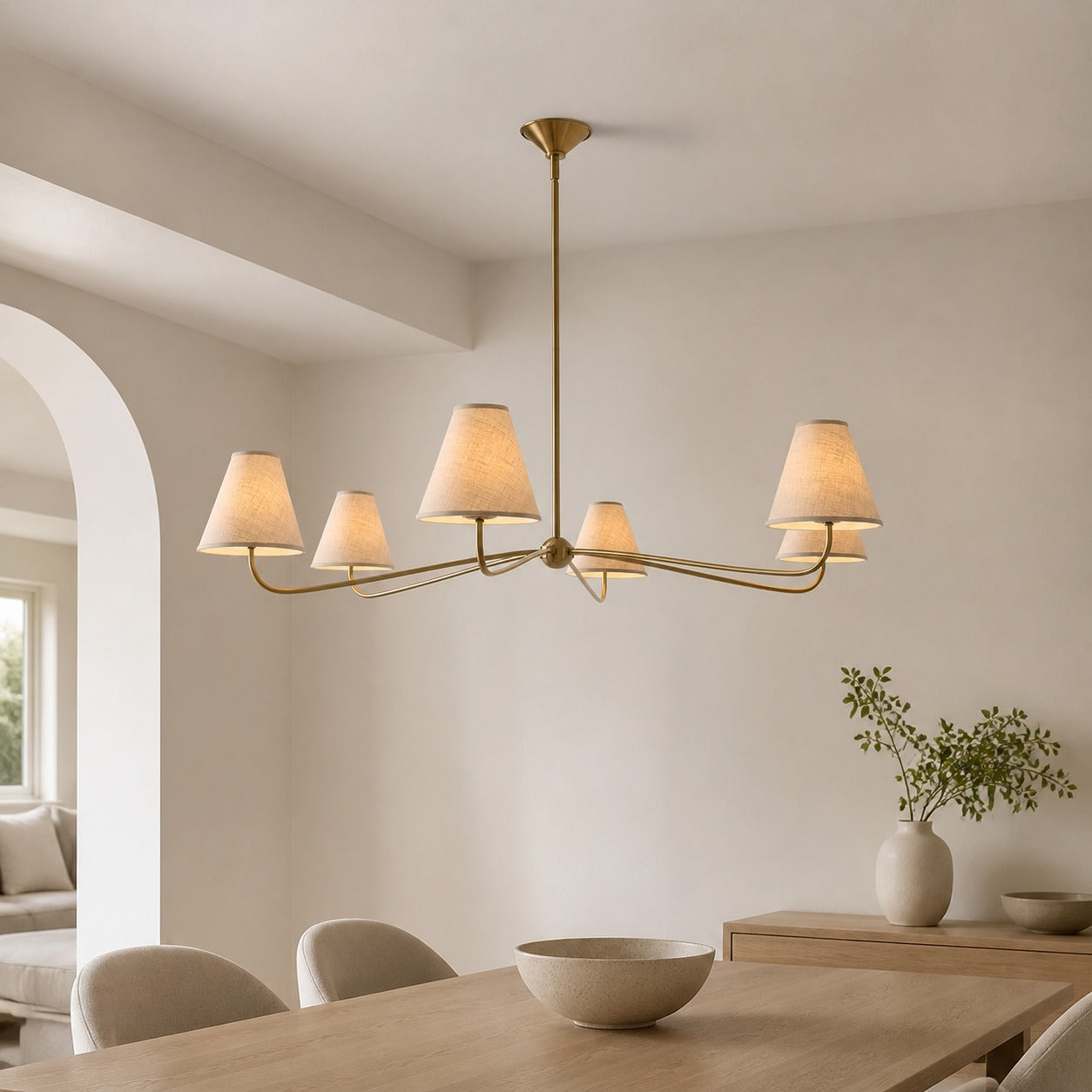 Fibura Metal Modern Linen Shade Linear Chandelier - Clean Lines