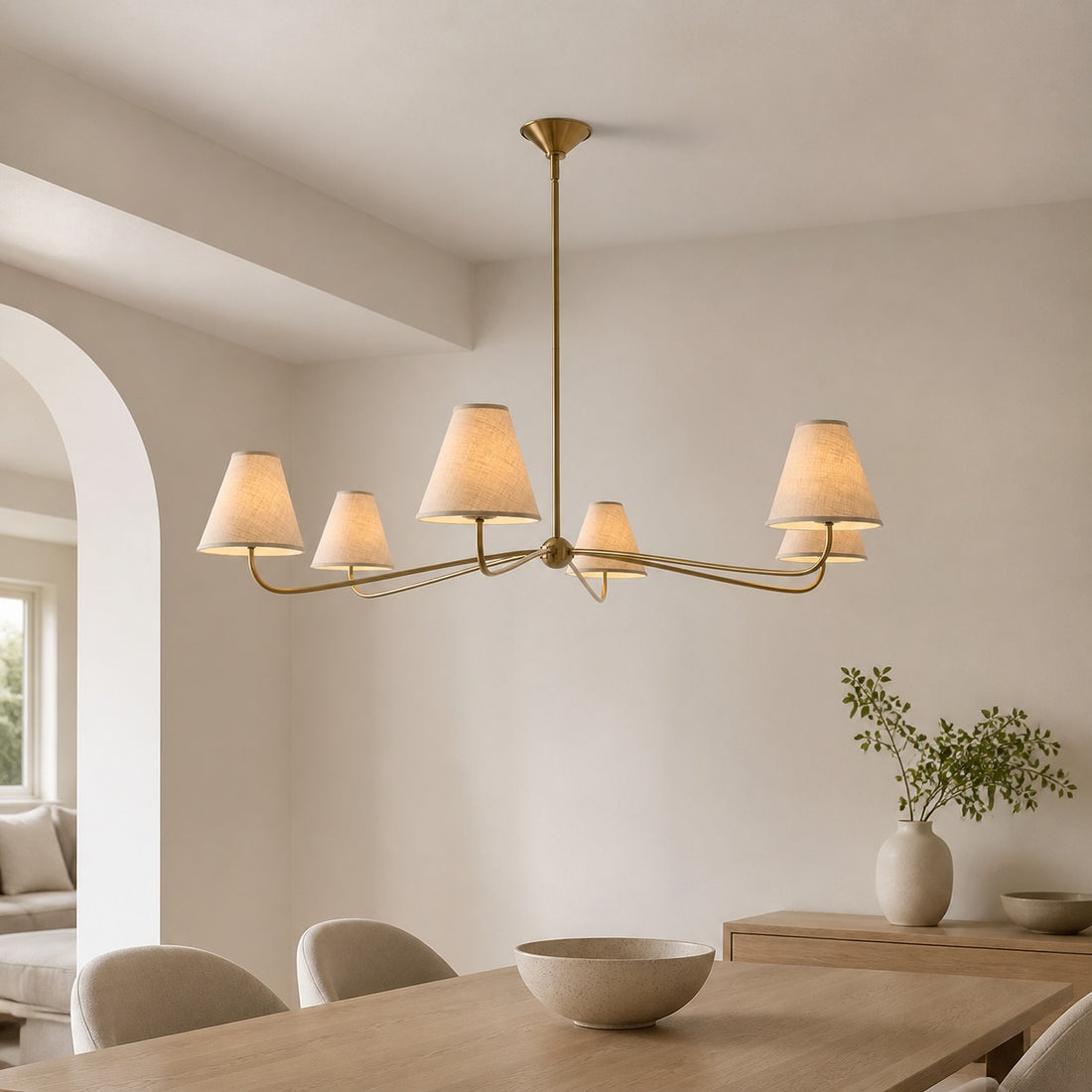 Fibura Metal Modern Linen Shade Linear Chandelier - Clean Lines