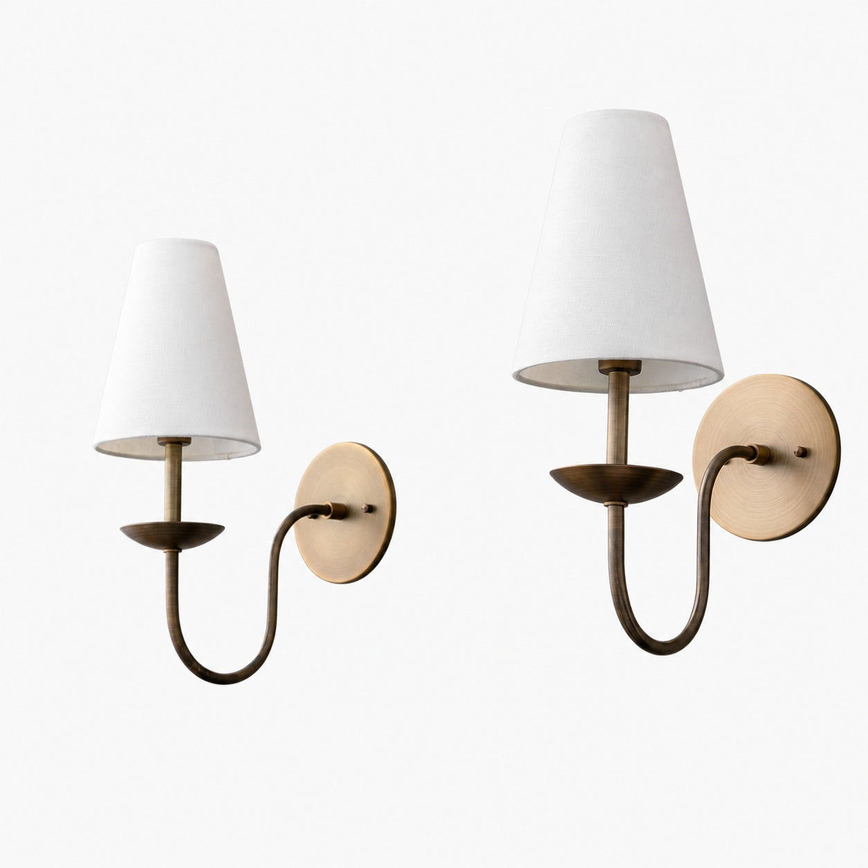 Curva Metal White Linen Sconce - Classic Brass Wall Light for Bedrooms
