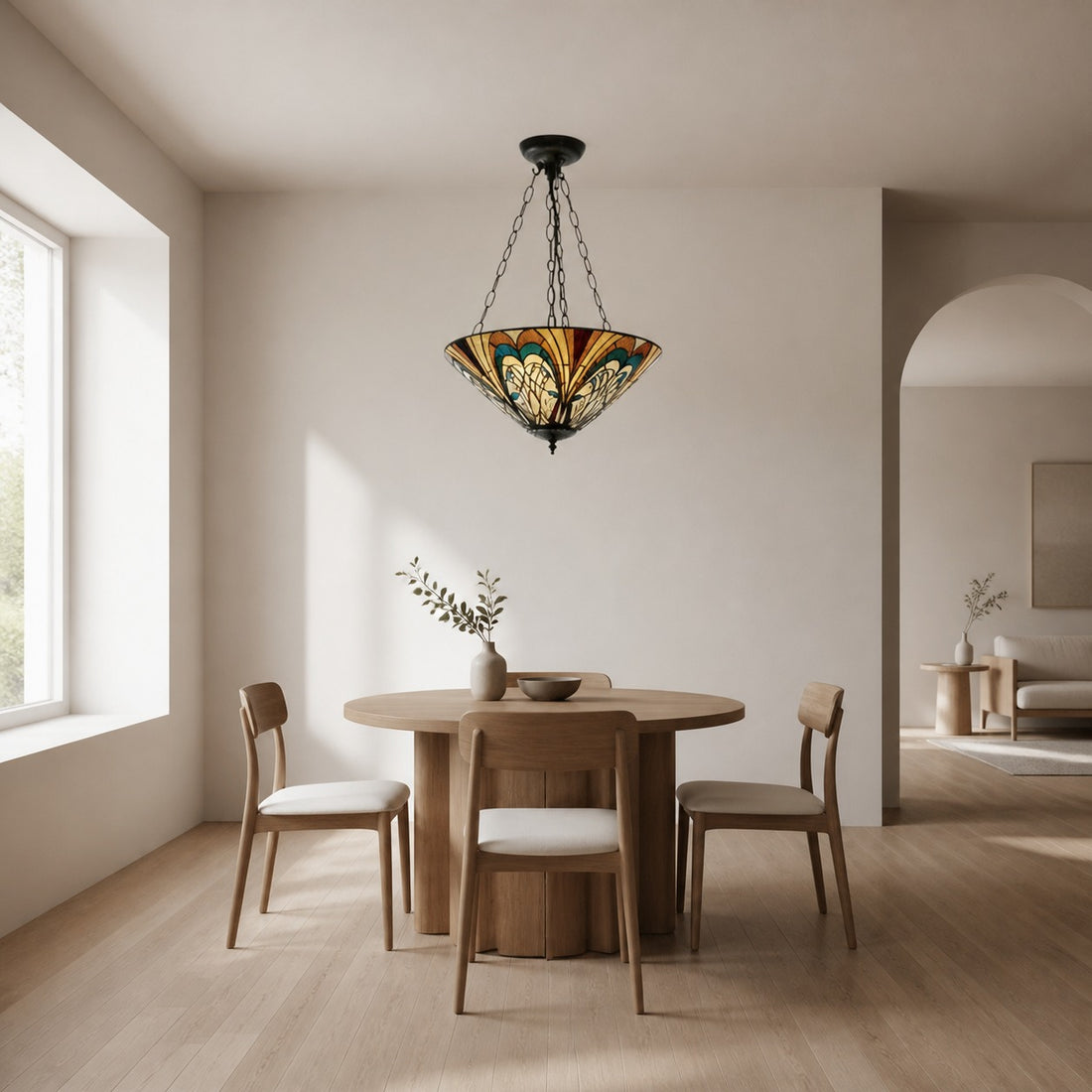 TF Hector Ceiling Light – Handcrafted Stained Glass Design Semi‑Flush or Pendant Fixture for Home
