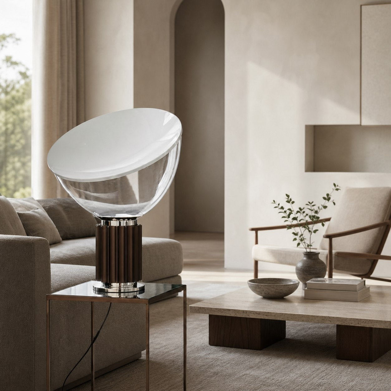 Bowlum Modern Glass Table Lamp - Iconic Bowl Shaped Ambient Light for Living Room N46