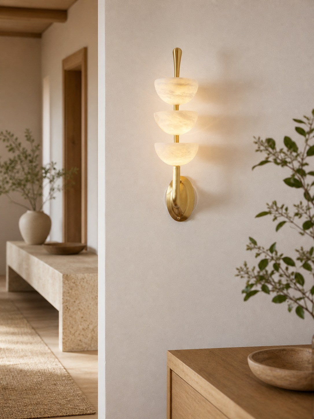Triple Alabaster Wall Lamp