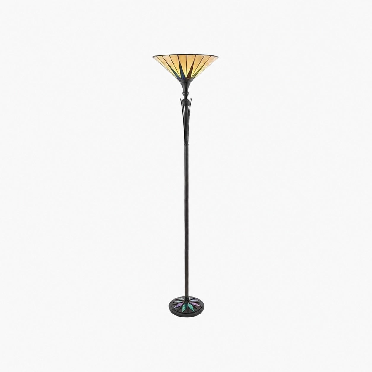 TF Dark Star Stained Glass Star Pattern Floor Lamp – Tiffany Style Uplighter for Living Rooms