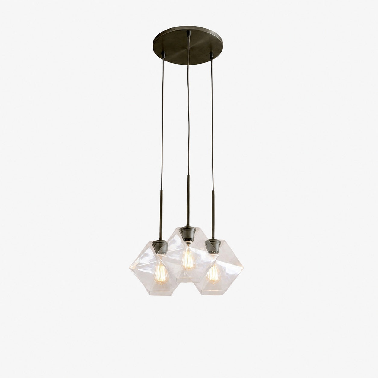 Talvior Sculptural Lighting - 3-Light Faceted Chandelier in Versatile Finishes | Explore Collection
