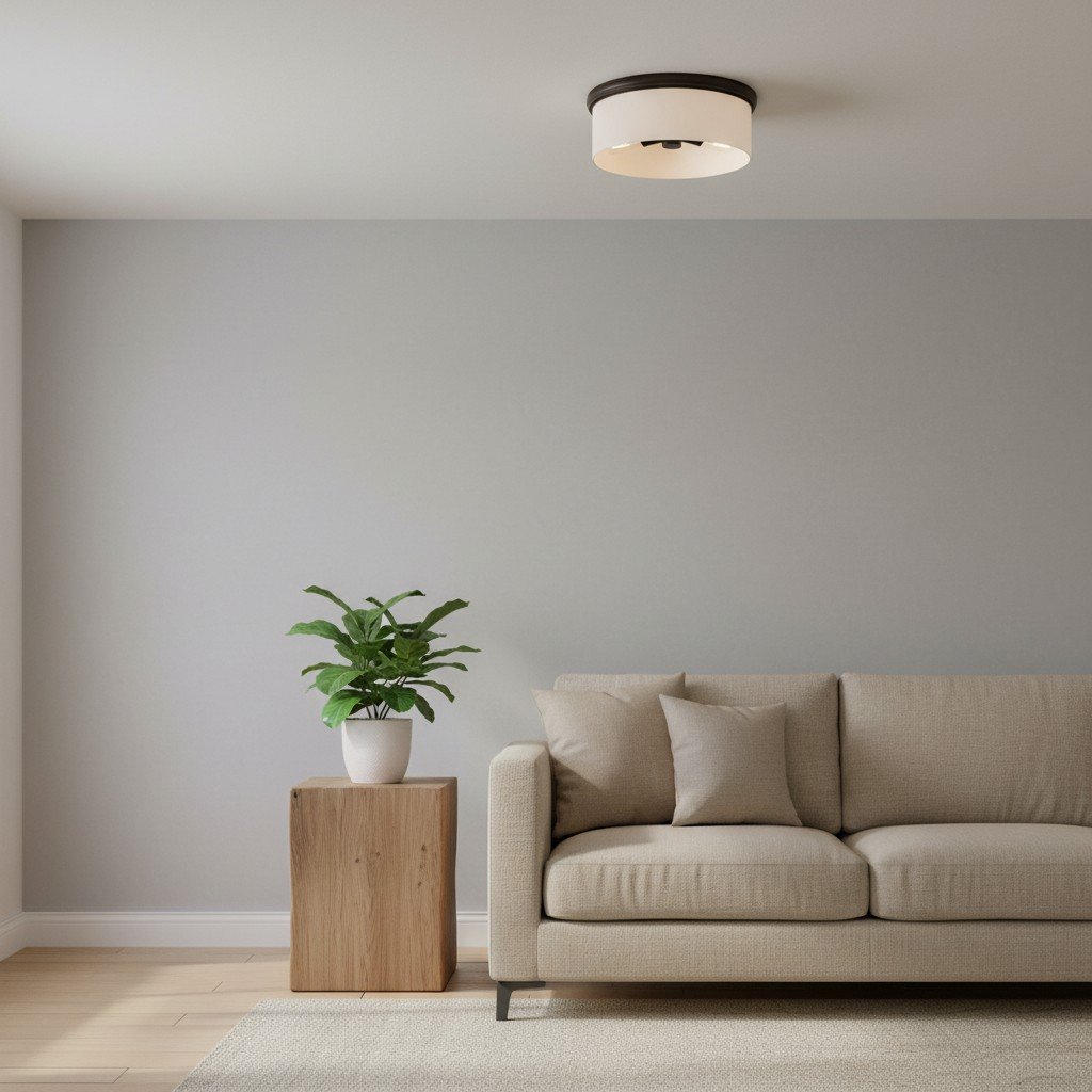 Roven Flush Mount Ceiling Lamp with Opal Glass Dome - Sleek Design for Bedroom and Living Room