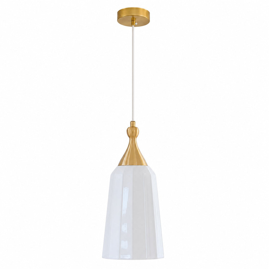 Tall fluted white ceramic pendant chandelier